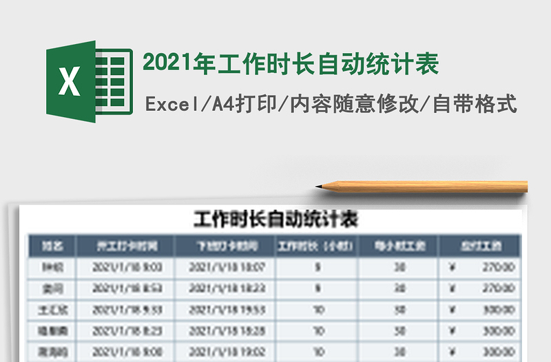 2025年工作时长自动统计表