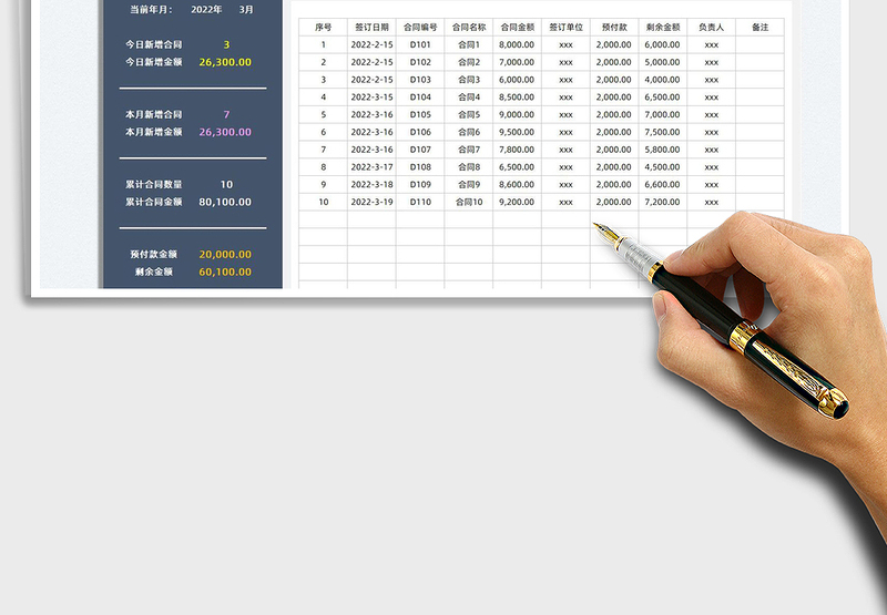 2025合同管理登记表免费下载