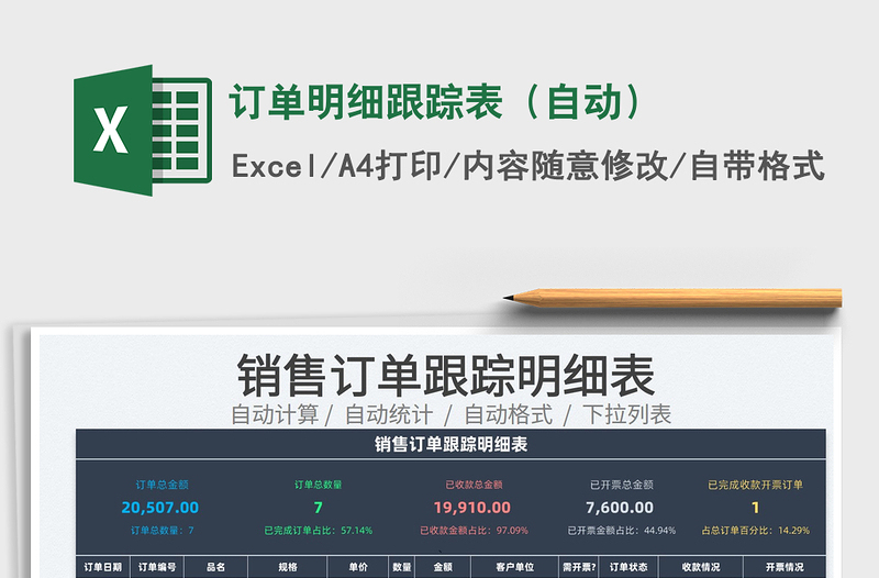 2025订单明细跟踪表（自动）免费下载