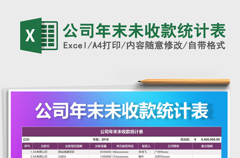 2025年公司年末未收款统计表