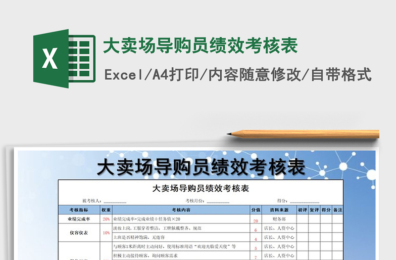 2025年大卖场导购员绩效考核表