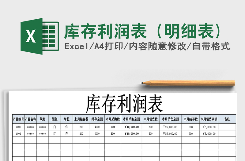 2025年库存利润表（明细表)