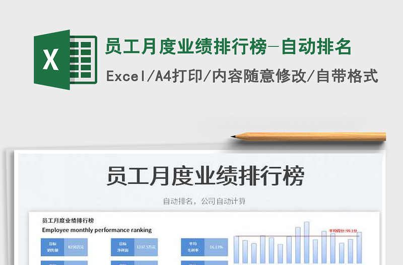 2025员工月度业绩排行榜-自动排名免费下载