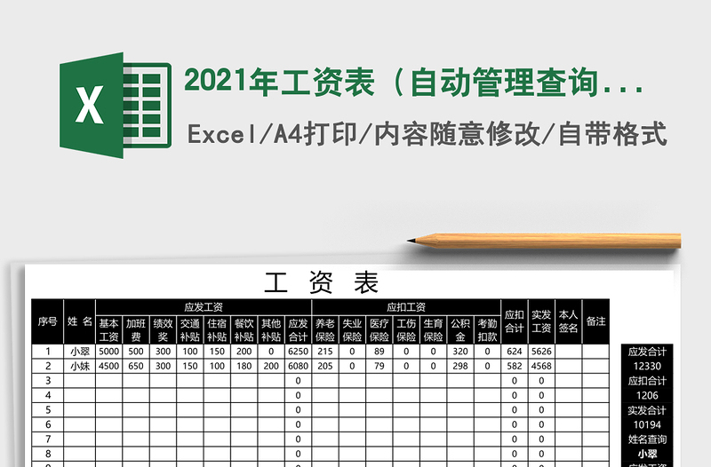 2025年工资表（自动管理查询）