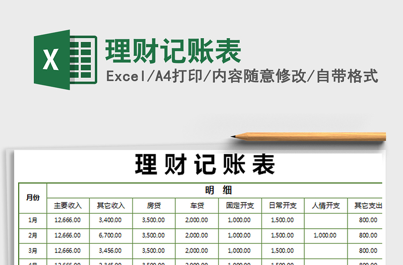 2025年理财记账表