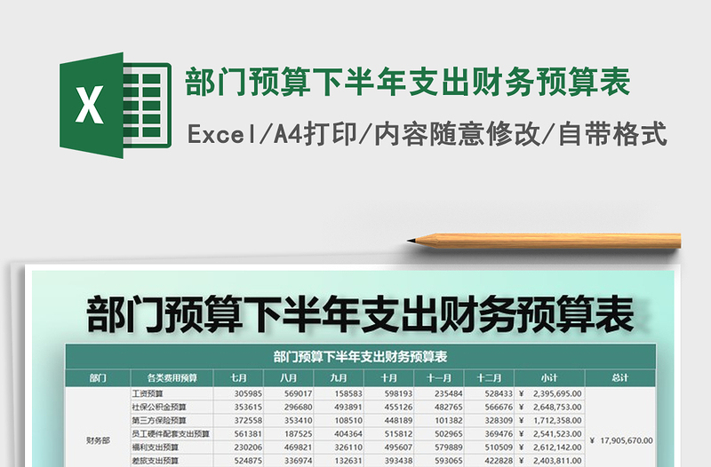 2025年部门预算下半年支出财务预算表