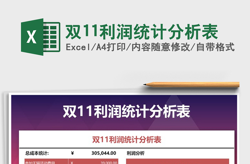 2025年双11利润统计分析表