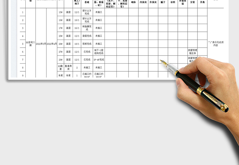 2025项目形象进度信息统计表免费下载