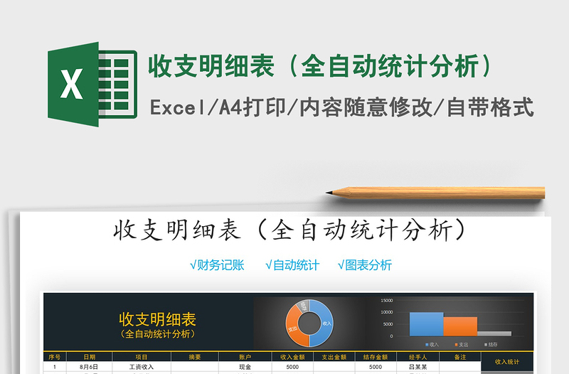 2025年收支明细表（全自动统计分析）