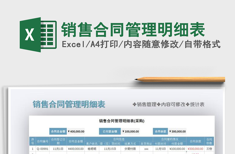 2025年销售合同管理明细表