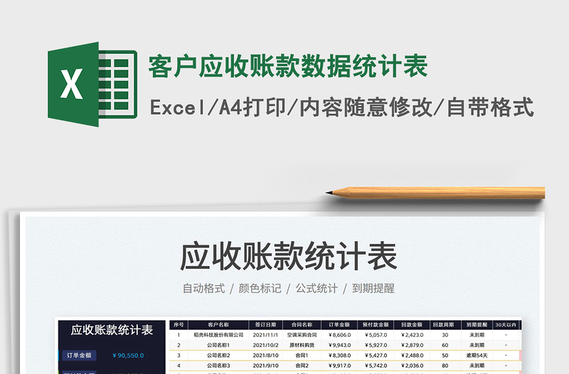2025客户应收账款数据统计表免费下载