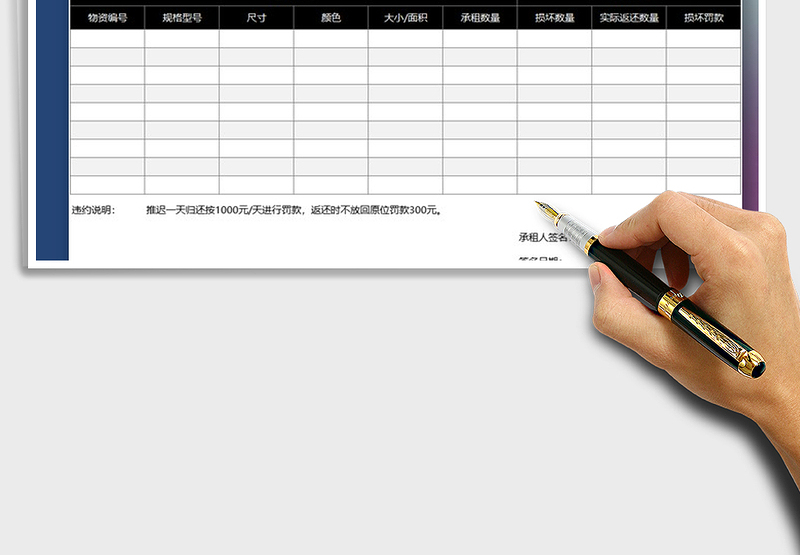 2025年租赁返还物品信息明细表