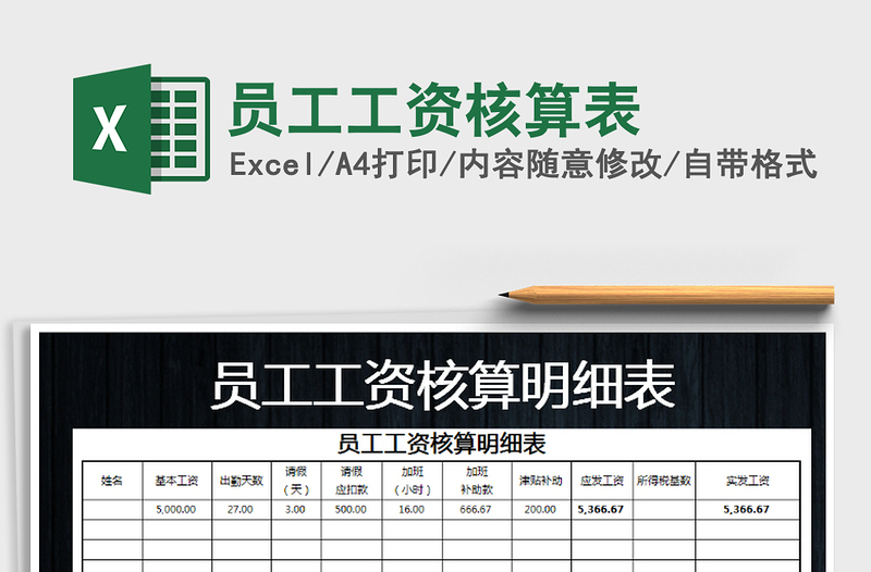 2025年员工工资核算表免费下载