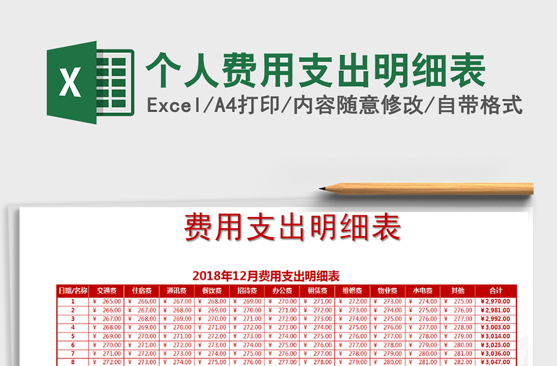 2025年个人费用支出明细表
