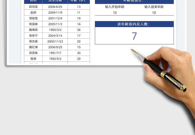 2025年龄段人数统计表免费下载