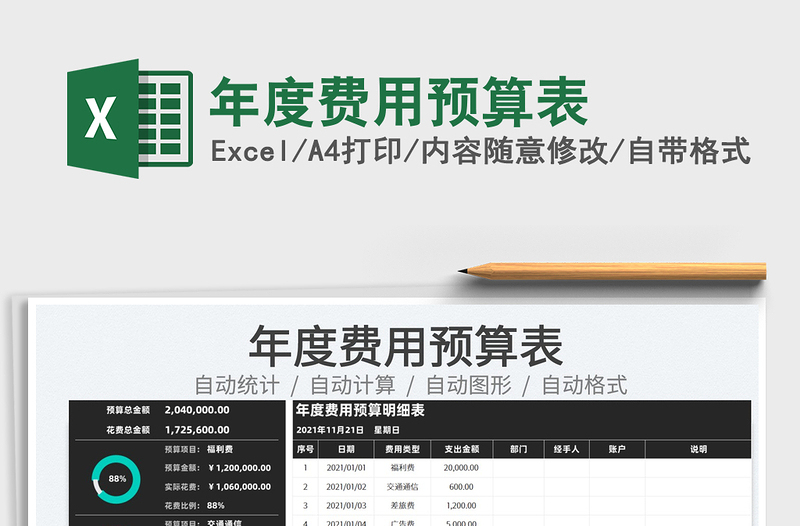 2025年度费用预算表免费下载