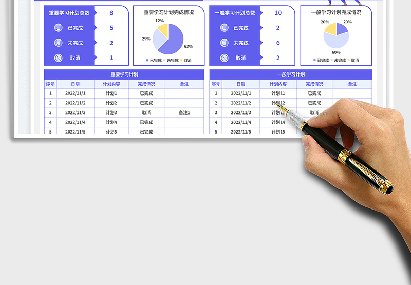 2025自动汇总学习计划表免费下载