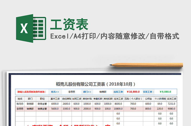 2025工资表免费下载