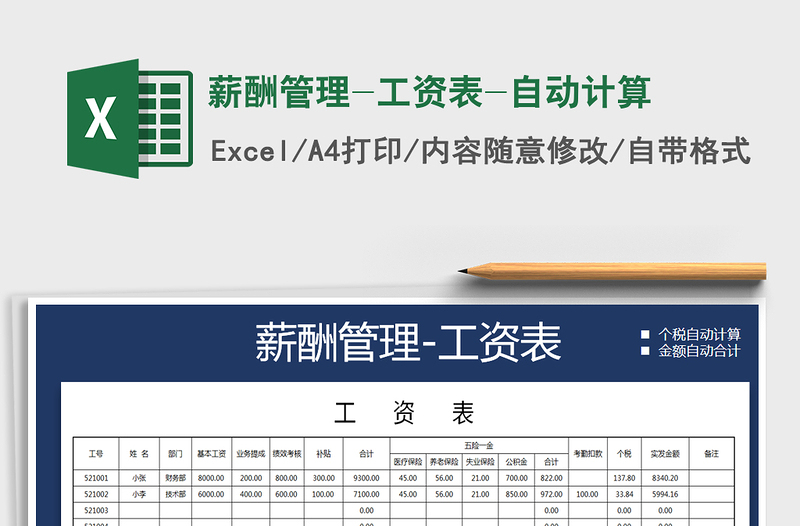 2025年薪酬管理-工资表-自动计算