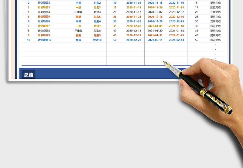 2025年工作计划管理表