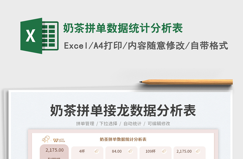 2025奶茶拼单数据统计分析表免费下载