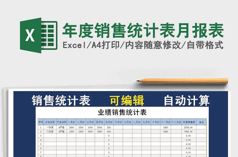 2025年年度销售统计表月报表
