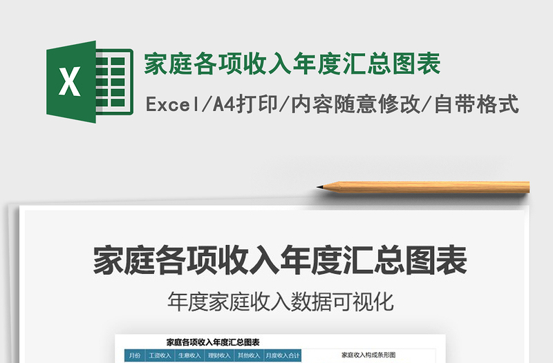 2025年家庭各项收入年度汇总图表