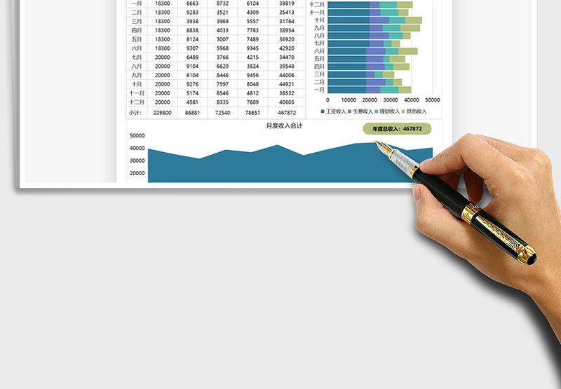 2025年家庭各项收入年度汇总图表
