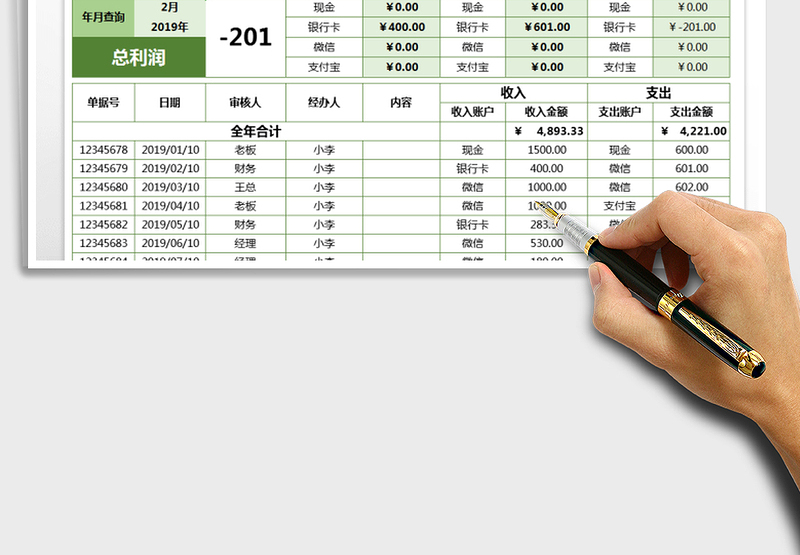 2025年现金日记账-公式计算-查询