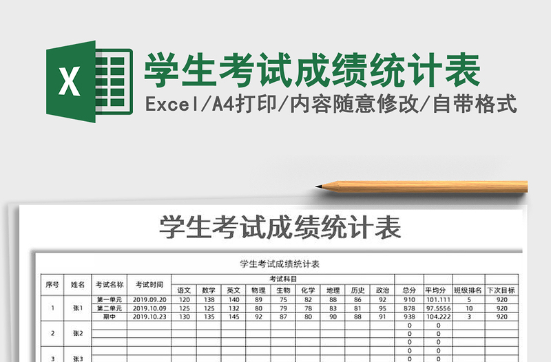 2025年学生考试成绩统计表