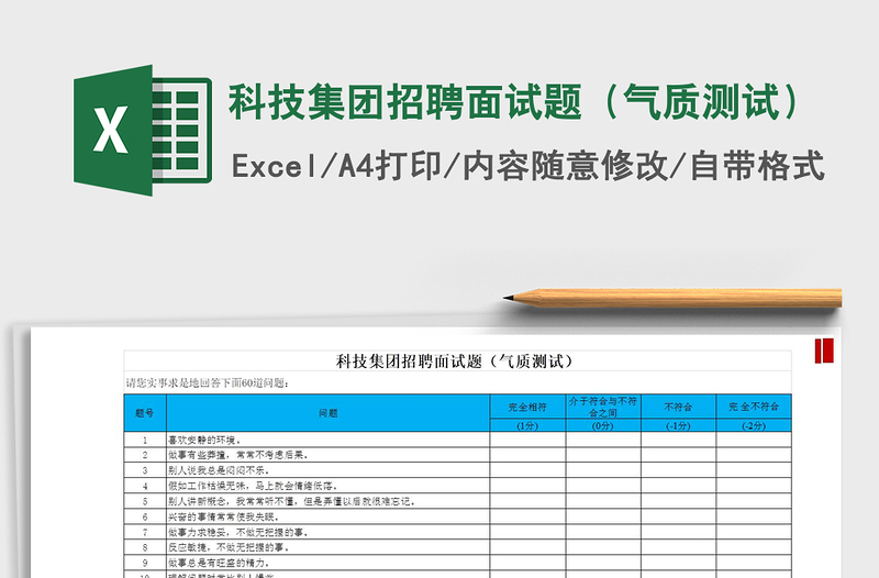 2025年科技集团招聘面试题（气质测试）