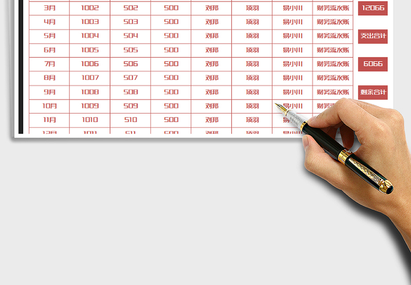 2025年年度收支记账表（对账表）