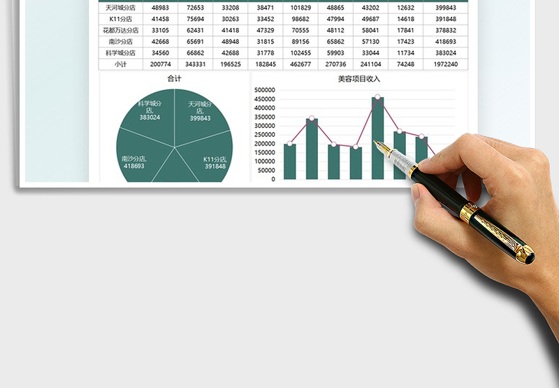 2025美容机构月度收入分析图表免费下载