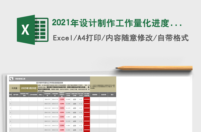 设计制作工作量化进度控制表