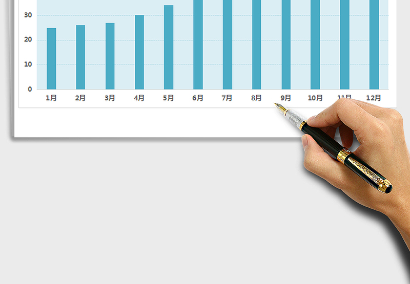 2025年通用图表模板兰色月份对比柱形图