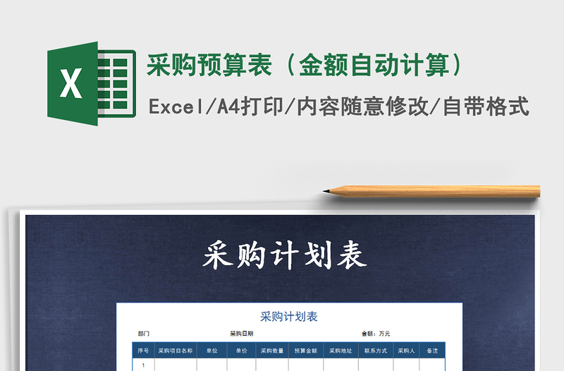 2025年采购预算表（金额自动计算）