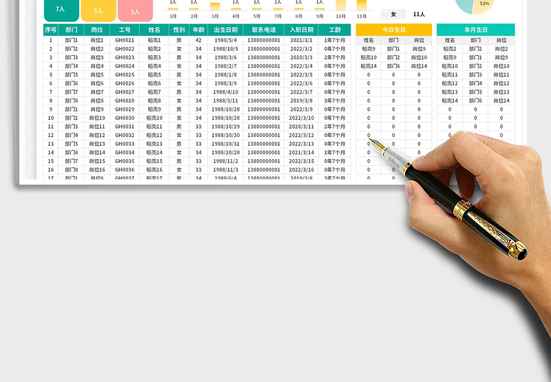 2025员工信息生日登记表