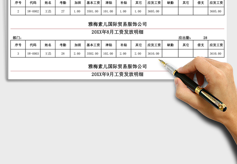 2025年工资发放明细表