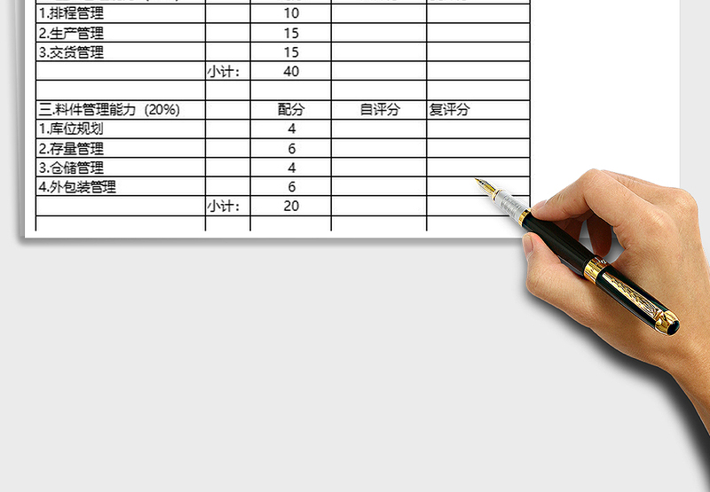 2025年管理供应能力评分表