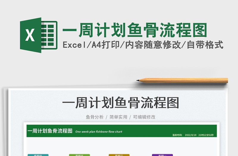 2025一周计划鱼骨流程图免费下载