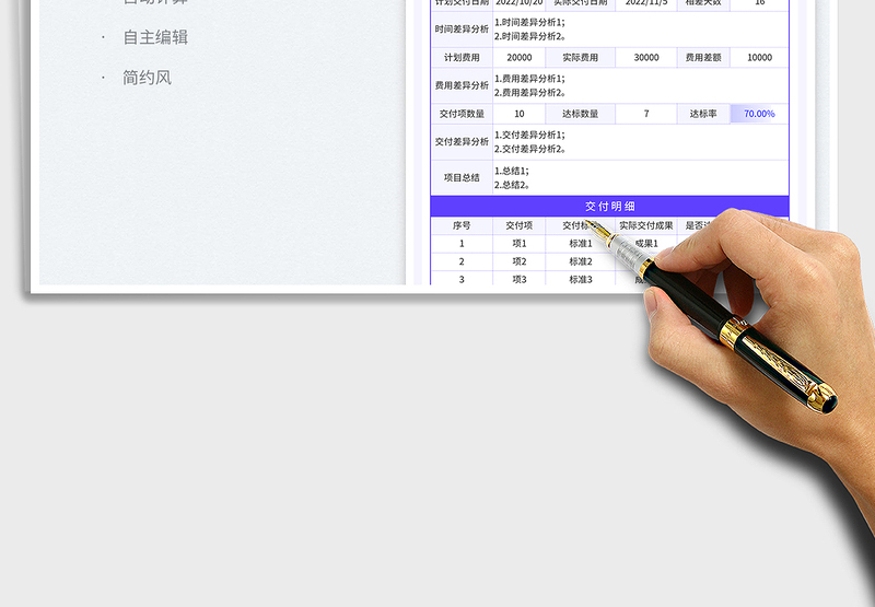 2025简约统计项目复盘表免费下载