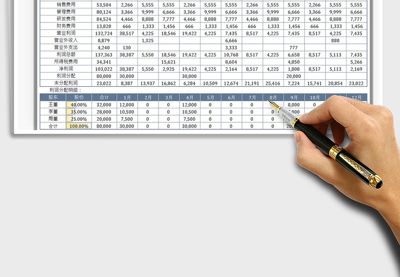 2024利润表及股东利润分配明细表exce表格