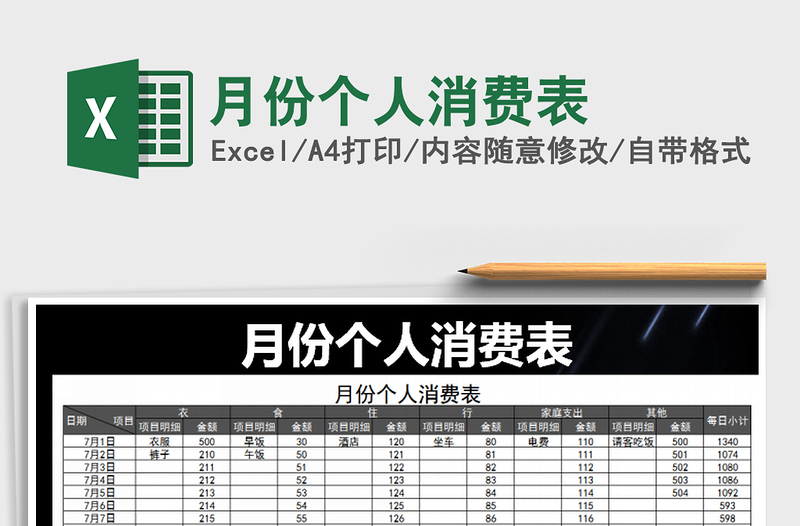 2025年月份个人消费表