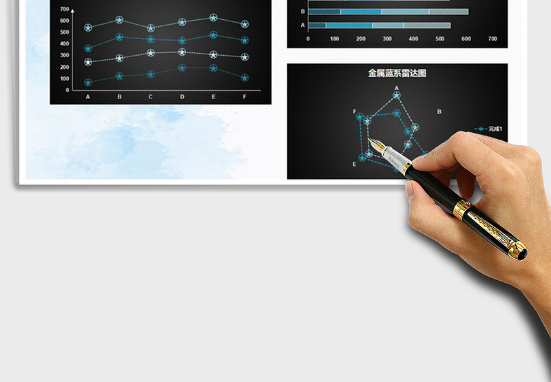 2025年商务金属蓝系图表报表模板折线图免费下载