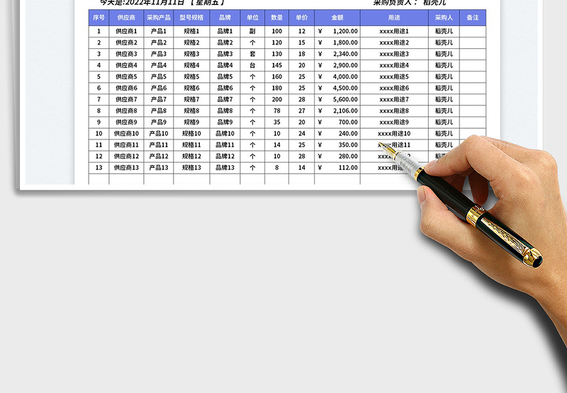 2025采购入库统计表免费下载