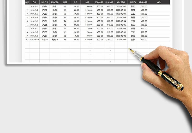 2025年通用销售收据统计表