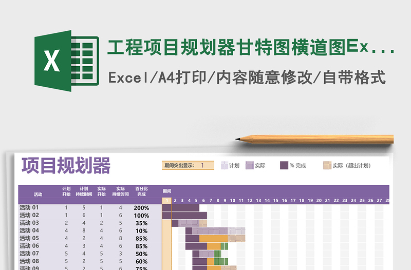 工程项目规划器甘特图横道图excel表格下载
