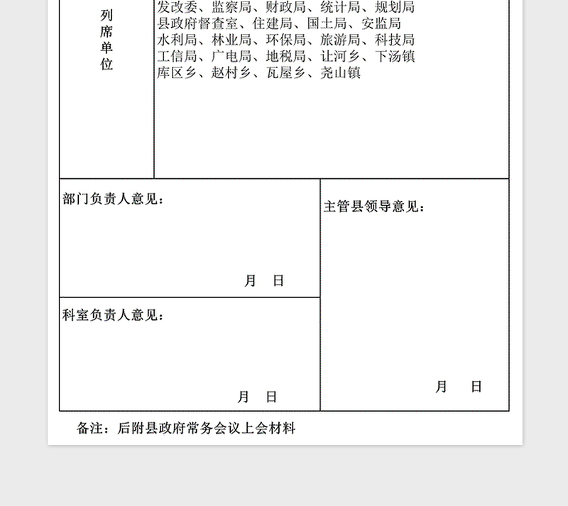 2025年常务会议议题报审表样板免费下载