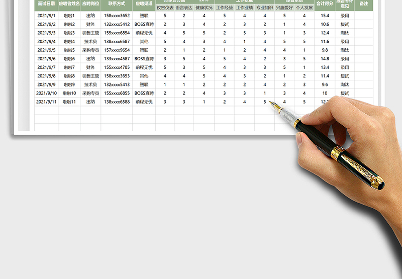 2025应聘人员面试登记表免费下载