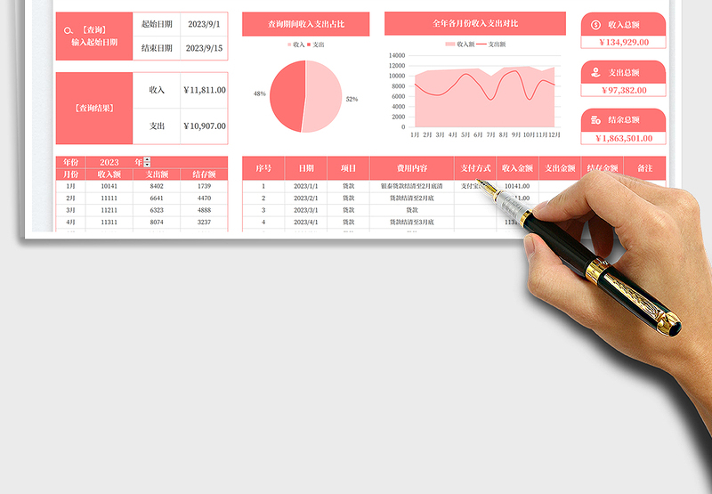 2025财务收支管理表（可查询）免费下载